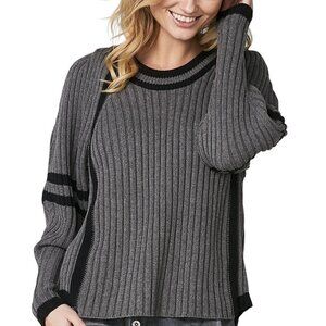 Nü Denmark Ruthy Knit Top Sweater Gray Black Size M